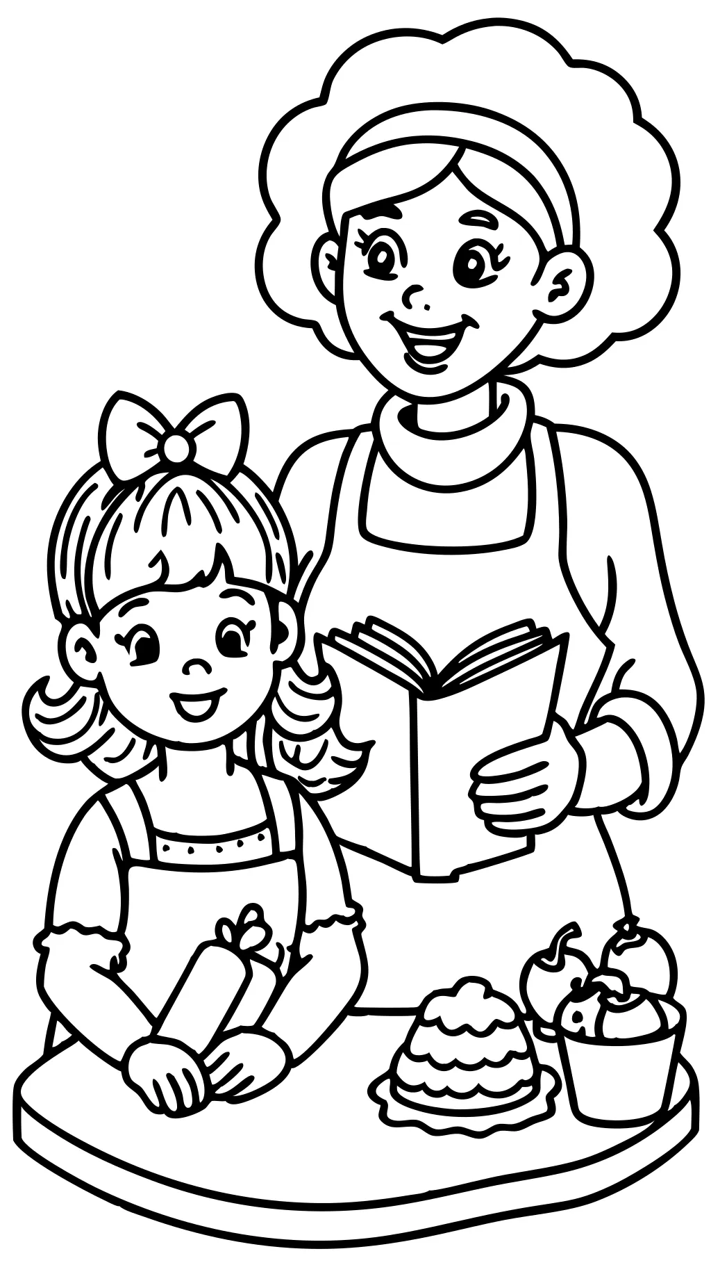 coloring pages of mom and daughter